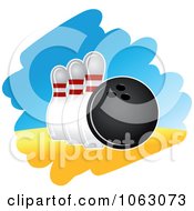 Clipart Black Bowling Ball And Pins Royalty Free Vector Illustration