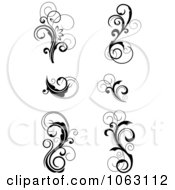 Clipart Flourish Scrolls In Black In White Digital Collage 1 Royalty Free Vector Illustration