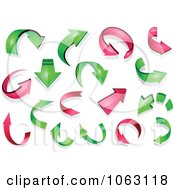 Clipart 3d Pink And Green Arrows Digital Collage Royalty Free Vector Illustration
