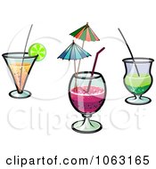 Clipart Cocktails Digital Collage Royalty Free Vector Illustration