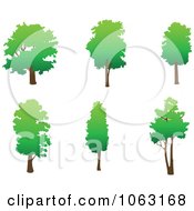 Clipart Trees Digital Collage 9 Royalty Free Vector Illustration