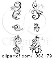 Clipart Flourish Scrolls In Black In White Digital Collage 2 Royalty Free Vector Illustration