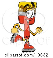 Poster, Art Print Of Paint Brush Mascot Cartoon Character Roller Blading On Inline Skates