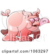 Clipart Walking Fat Pig Royalty Free Vector Illustration by Zooco