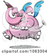 Clipart Drunken Pink Winged Elephant Royalty Free Vector Illustration by Zooco #COLLC1063304-0152