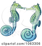Clipart Two Seahorses Royalty Free Vector Illustration