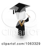 3d Ivory College Graduate Holding Up A Certificate
