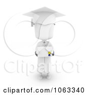 Poster, Art Print Of 3d Ivory Child Graduate Holding A Certificate