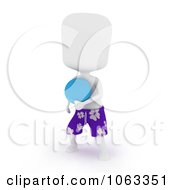 Poster, Art Print Of 3d Ivory Man Playing Frisbee