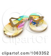 Poster, Art Print Of 3d Tropical Flip Flops