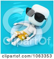 3d Ivory Man Floating In An Inner Tube