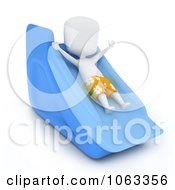 Clipart 3d Ivory Man On A Pool Slide Royalty Free CGI Illustration