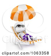 3d Ivory Man Lounging Under An Umbrella