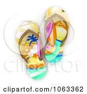Clipart 3d Tropical Thong Sandals Royalty Free CGI Illustration