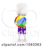 Clipart 3d Ivory Man Holding A Beach Ball Royalty Free CGI Illustration