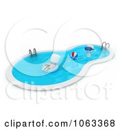 Poster, Art Print Of 3d Ivory Men In A Swimming Pool