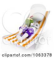 3d Ivory Man Drinking On A Lounge Chair