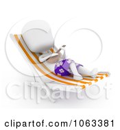 Poster, Art Print Of 3d Ivory Man Playing A Ukelele On A Lounge Chair