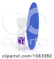Clipart 3d Ivory Man With A Surfboard Royalty Free CGI Illustration by BNP Design Studio