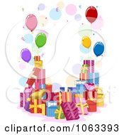 Poster, Art Print Of Frame Of Birthday Gifts And Balloons