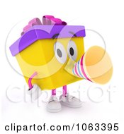 Poster, Art Print Of 3d Birthday Gift Character Announcing