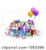 Poster, Art Print Of 3d Birthday Gifts And Balloons