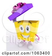 Clipart 3d Birthday Gift Character Opening Royalty Free CGI Illustration by BNP Design Studio
