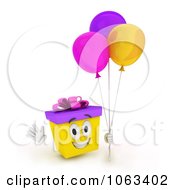 3d Birthday Gift Character Holding Balloons 1