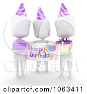 Poster, Art Print Of 3d Ivory Men With A Birthday Sign