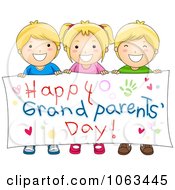 Poster, Art Print Of Kids Holding A Happy Grandparents Day Banner