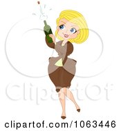 Clipart Pinup Woman Popping Champagne Royalty Free Vector Illustration