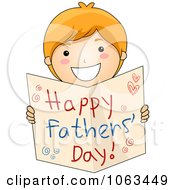 Clipart Boy Holding A Happy Fathers Day Card Royalty Free Vector Illustration