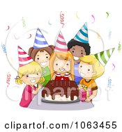 Poster, Art Print Of Birthday Kids Around A Cake