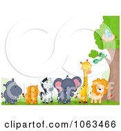 Poster, Art Print Of Border Of Wild Animals By A Tree