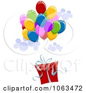 Poster, Art Print Of Birthday Gift Floating With Balloons