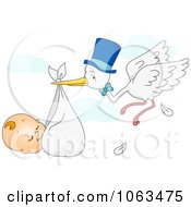 Poster, Art Print Of Sleeping Baby Being Carried By A Stork