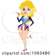 Clipart American Pinup Woman With Wine Royalty Free Vector Illustration