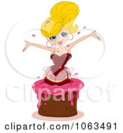 Poster, Art Print Of Female Stripper In A Cake