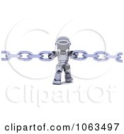 Poster, Art Print Of 3d Robot Holding Two Chains