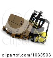 Clipart 3d Forklift And Boxes Royalty Free CGI Illustration