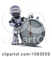 Poster, Art Print Of 3d Robot By A Stopwatch