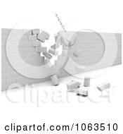 Clipart 3d Ball Demolishing A Wall Royalty Free CGI Illustration
