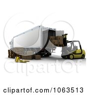Poster, Art Print Of 3d Forklift Loading A Big Rig