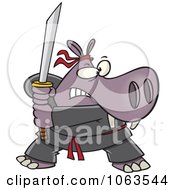 Clipart Hippo Ninja Royalty Free Vector Illustration