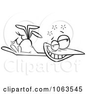 Clipart Tipsy Bird Black And White Outline Royalty Free Vector Illustration