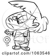 Clipart Girl Tangled In Her Yo Yo String Black And White Outline Royalty Free Vector Illustration