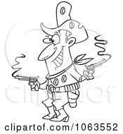 Clipart Shot Cowboy Black And White Outline Royalty Free Vector Illustration