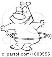 Clipart Hula Hooping Bear Black And White Outline Royalty Free Vector Illustration