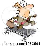 Poster, Art Print Of Caucasian Businessman Running On A Treadmill