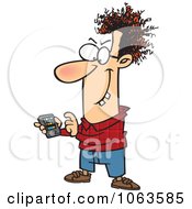 Clipart Devious Nerd With A Gadget 1 Royalty Free Vector Illustration